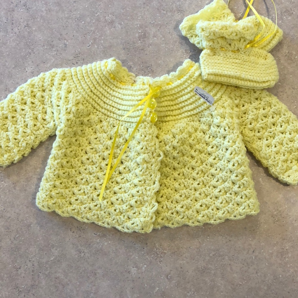 Infant Sweater and Matching Booties